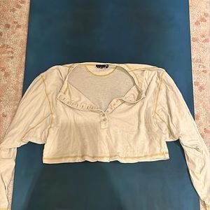 Tan long sleeve cropped shirt